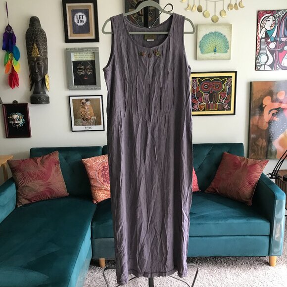 A SPENCE Spencer Alexis size XL Purple Pintuck Floral Applique Sleeveless Dress - Picture 1 of 4